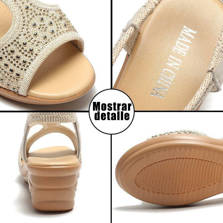 Sandalias elegantes con punta redonda y hebilla
