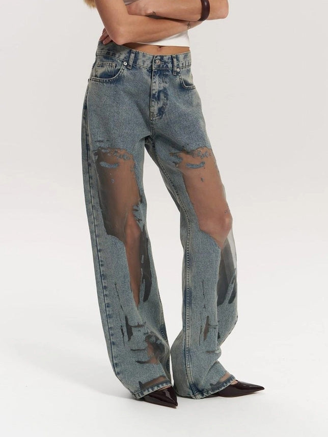 LEONOR™ | Vaqueros transparentes azules