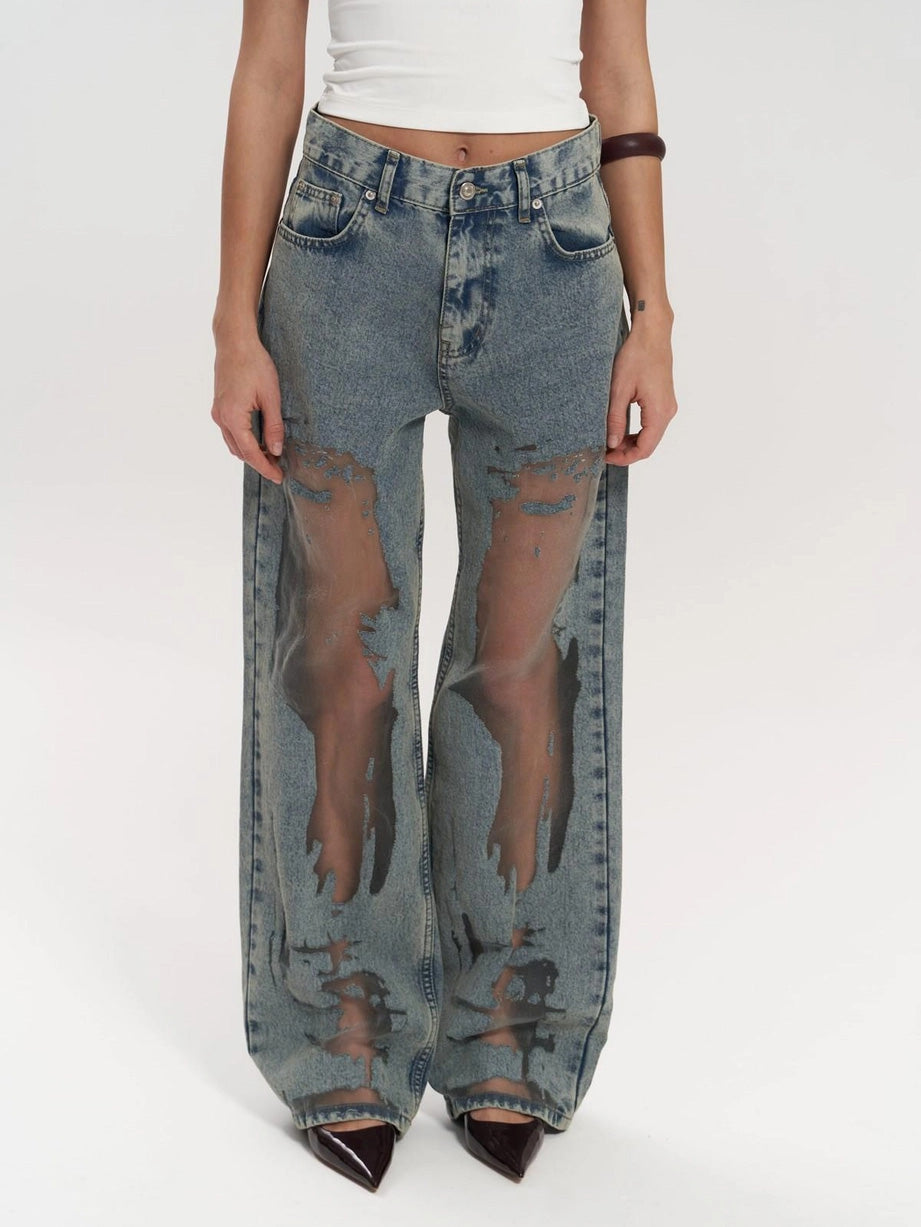 LEONOR™ | Vaqueros transparentes azules