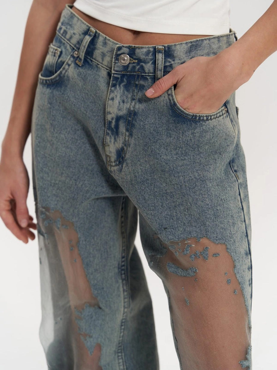 LEONOR™ | Vaqueros transparentes azules