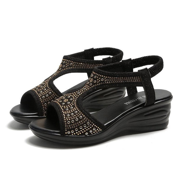 Sandalias elegantes con punta redonda y hebilla
