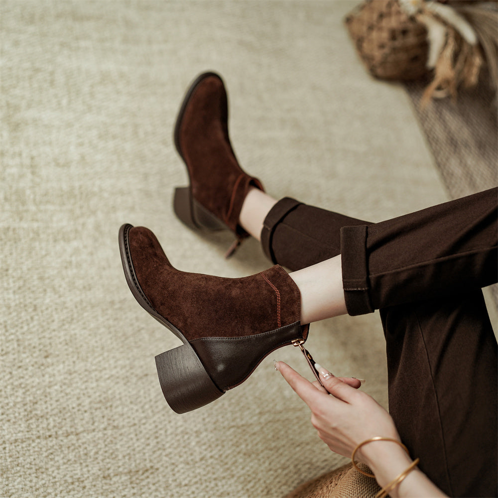ADELA™ | Botas de terciopelo con tacón