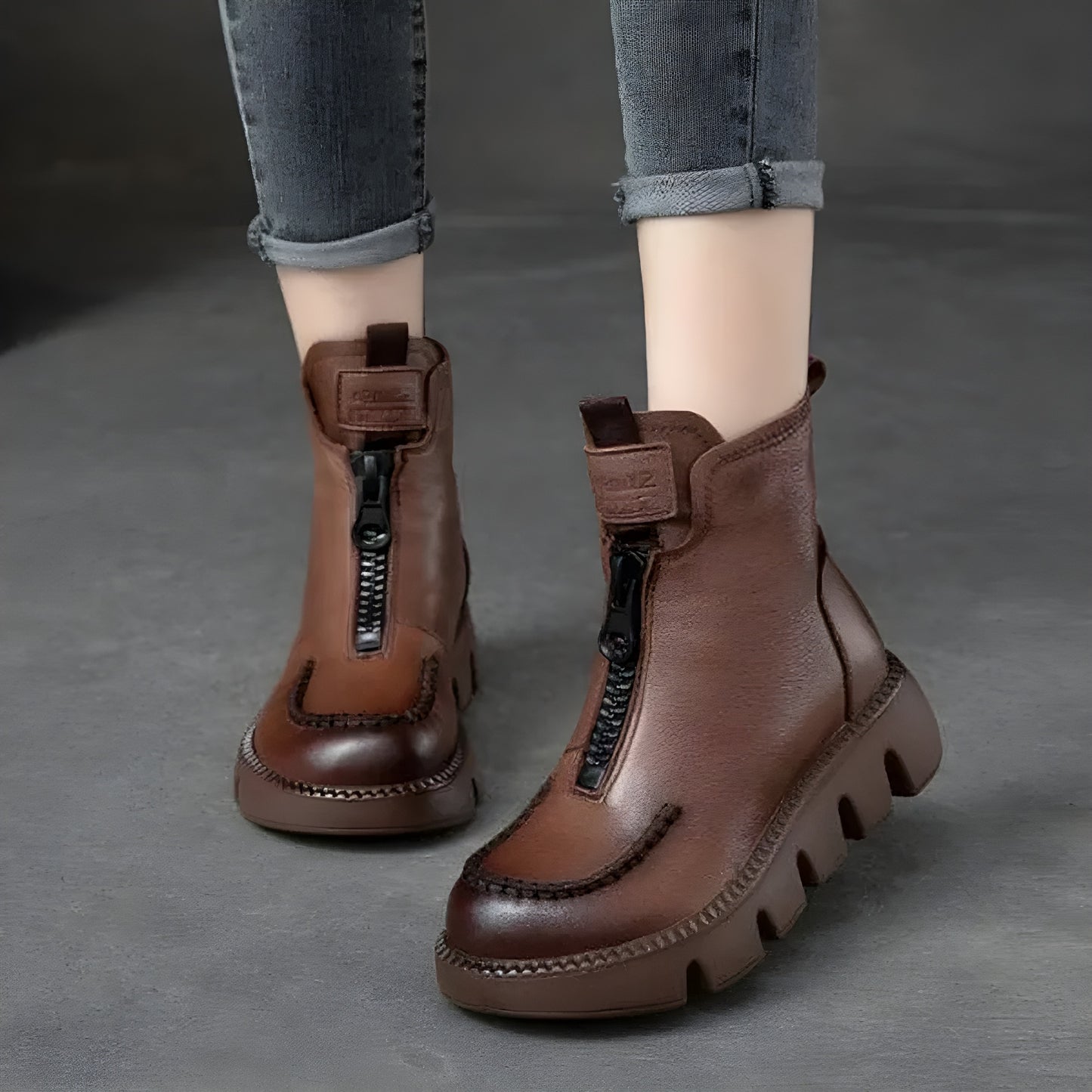 Botas Altas con Plataforma de Cuero | HARRET™️