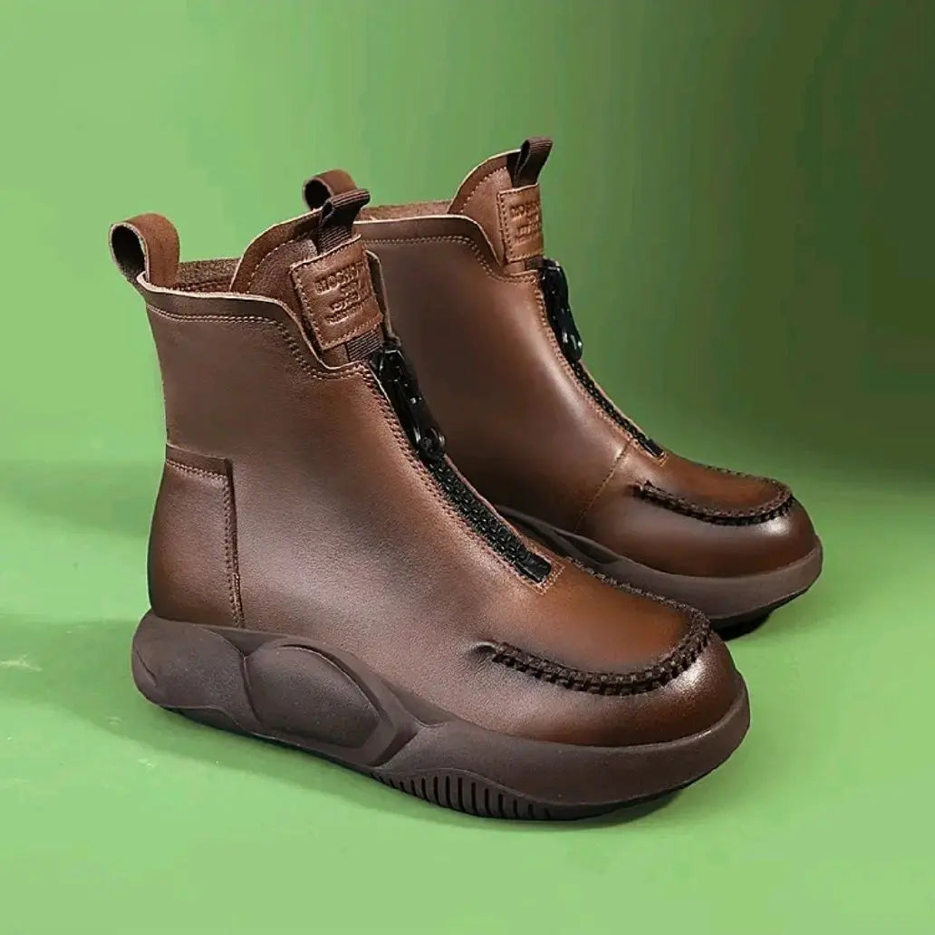 Botas Altas con Plataforma de Cuero | HARRET™️