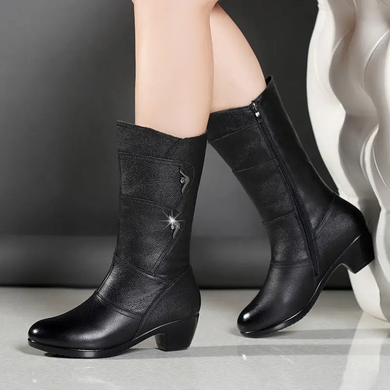 Botas de Cuero con Tacón | MARLENNE™️